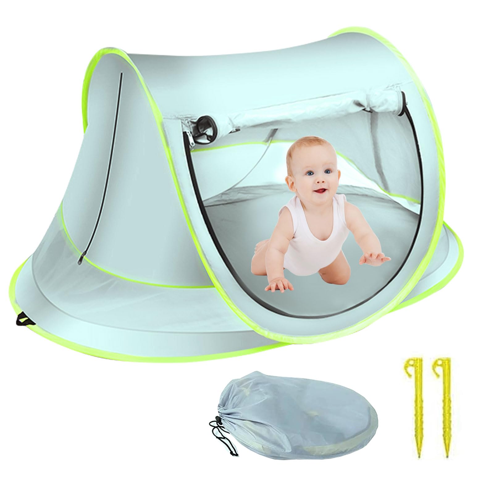 Baby Beach Tent Pop Up Uv Protection Upf 50+ Pop Up Sun Shade Toddler, Beach Sun Shade Easy Set Up Umbrella Baby For Traveling, Hiking, Camping, Fishing (Blue)