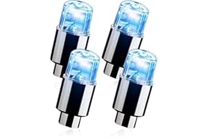 Fogfar Pack-4 LED Valve Stem Caps Lights, Waterproof PVC Car Tire Wheel Lights, Neon Flashing Colorful Decorative Tyre Valve Lights for Car Motorcycles Bicycles (Blue)