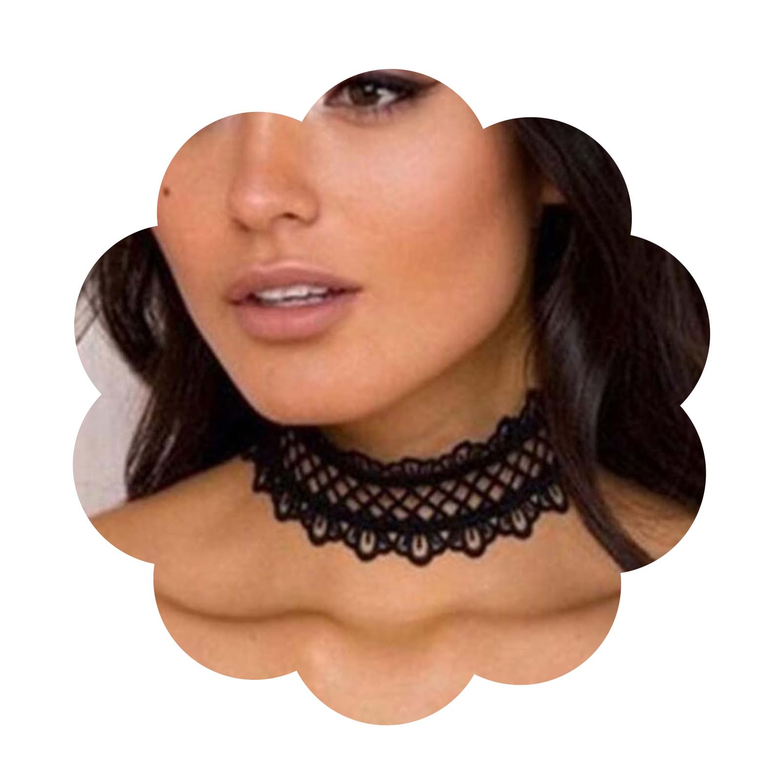 Yheakne Gothic Wide Lace Choker Clavicle Necklace for Women & Teen Girls (Black)