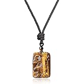 AMORWING Mens Tiger Eye Stone Totem Tiger Pendant Necklace (Brown Tiger Eye)