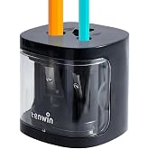 tenwin Electric Pencil Sharpener, Dual-Hole Fit for 6-12mm Pencils | Battery Operated Pencil Sharpener, Small &amp; Portable, Fit for No.2/Colored/Jumbo Pencils, Kids, Adults, School/Home