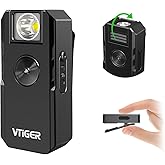 VTIGER C1 Rechargeable EDC Flashlight Clip-on Light, 1300 Lumens Powerful Portable Mini Swivel Clip Light,Multi-Mode,IPX6 Waterproof, Magnetic Small Pocket Lights for Cycling,Working,Emergency,Signal