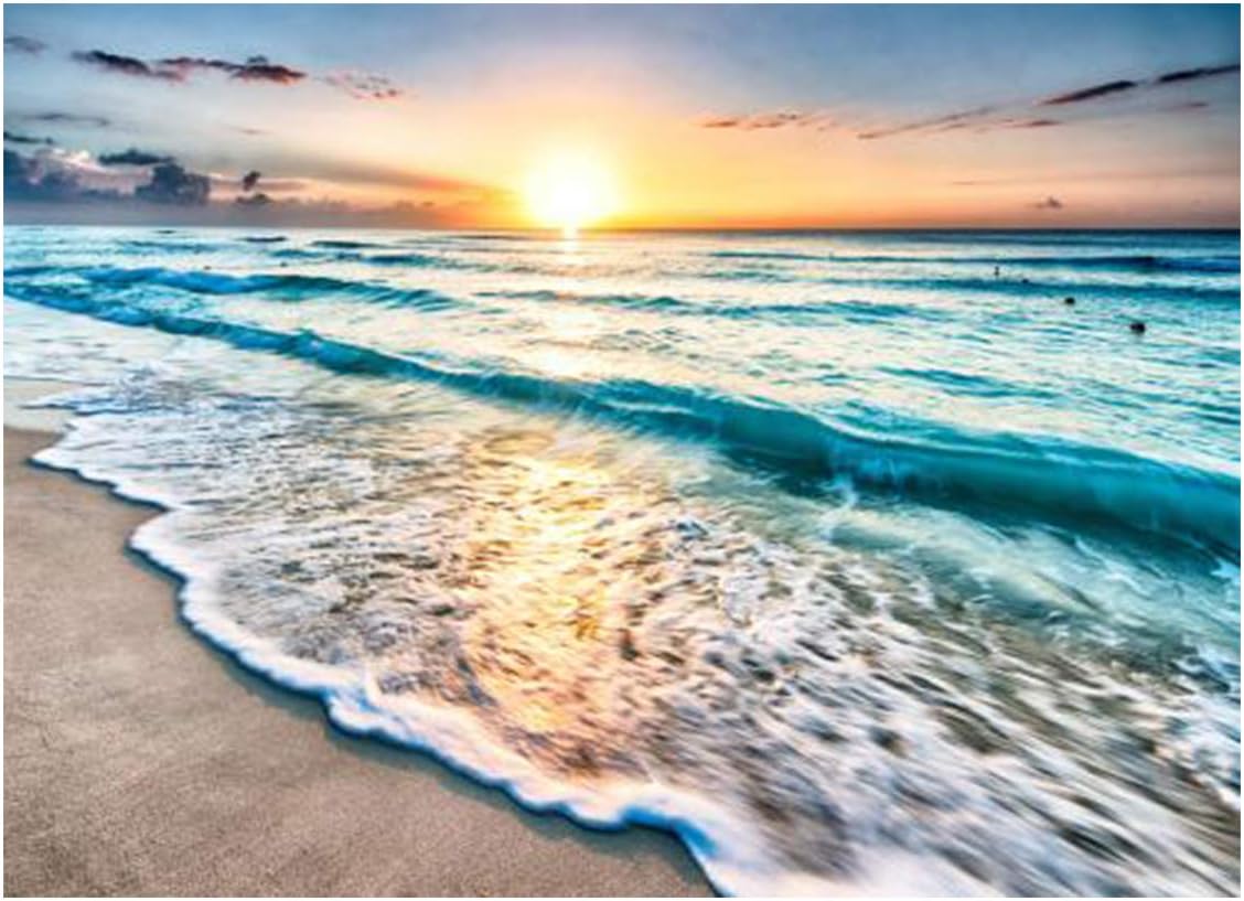 DIY 5D Diamond Painting Kit, Beach Sunset Diamond Art Full Drill Cross