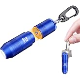 BBSDA Mini Keychain Flashlight, 100 Lumens, USB-C Rechargeable, Blue | Pull-to-light activation, magnetic base for hands-free use, IPX6, metal body for everyday carry, emergency and outdoor use