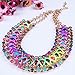 QIYUN.Z Girl's Funky Colorful Rainbow Colors Handmade Rope Woven Wide Chunky Necklace