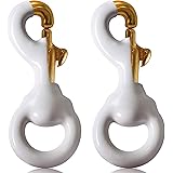 Anley Flag Accessory - 1 Pair White Rubber Coated Brass Swivel Snap Hook - Heavy Duty Flag Pole Halyard Rope Attachment Clip 