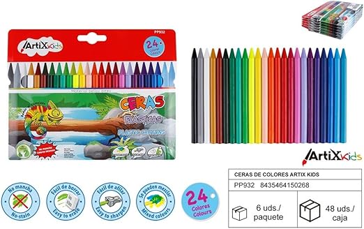 Ceras Plásticas de 24 colores Artix Kids: Amazon.es: Hogar