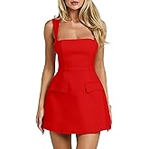 BORIFLORS Women's Sexy Square Neck Bodycon Mini Dresses Sleeveless A Line Party Short Dress
