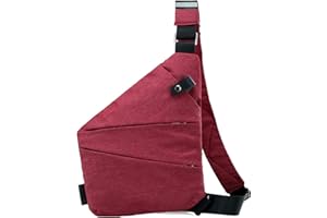 RIVLADE Anti Theft Travel Bag Anti-Theft Bag Slim Sling Bag Cross Body Travel Bag (Red,Left Shoulder)