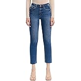 Lovervet by VERVET Women's High-Rise Raw Hem Slim Straight Jeans