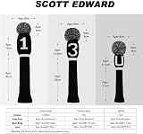 Scott Edward Knitted Golf Head Covers 3Pcs Driver Woods Fairway Hybrids Black view 3