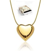 GLUBU Dainty 14K Gold Plated Puffy Heart Necklace for Women - Simple Minimalist Gold Heart Pendant with Snake Chain - Everyday Layering Jewelry Gift