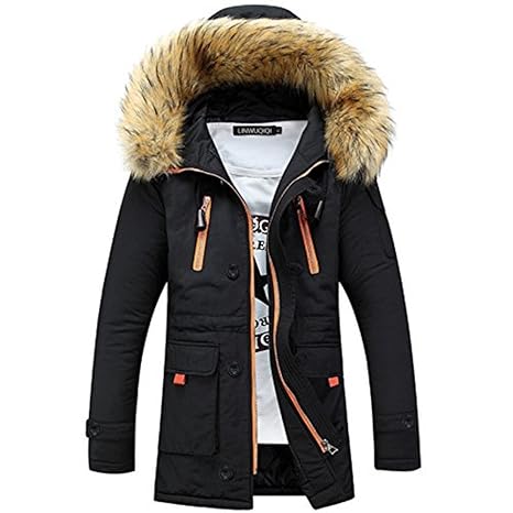 ShallGood Herren Jacke Parka Winddicht Coat Mantel Winterjacke Männer Herrenjacke Pilotenjacke Pelzkragen Kapuzenjacke Outdoo