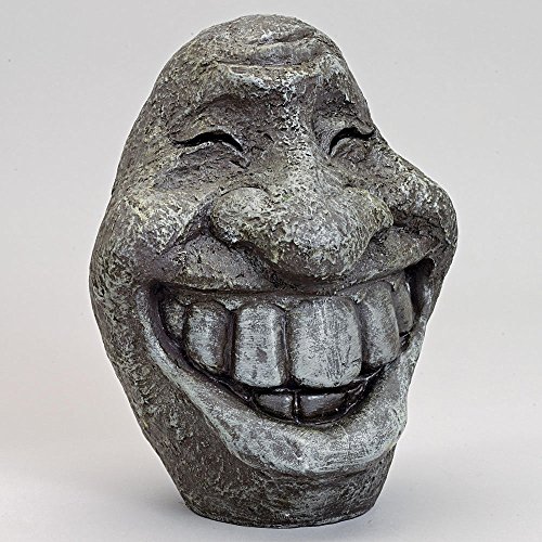 Big Stone Smiley Face Polyresin Garden Statue Ornament 8inch Indoor