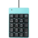USB Numeric Keypad, Jelly Comb Portable Slim Mini Number Pad for Laptop Desktop Computer PC, Full Size 19 Key, Big Print Letters - Black and Blue