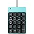 USB Numeric Keypad, Jelly Comb Portable Slim Mini Number Pad for Laptop Desktop Computer PC, Full Size 19 Key, Big Print Letters - Black and Blue