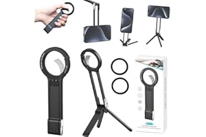MA38 Magnetic Phone Tripod Stand, Aluminium Strong Magnet Mini Pocket Selfie Stick with 2 Magnetic Ring, Carabiner-Style Desi