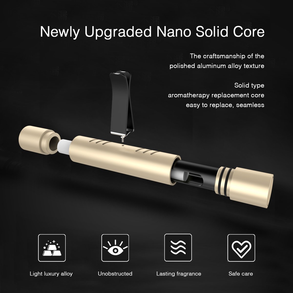 Auto Lufterfrischer, Aromatherapie Luftreiniger, Aromatherapie Diffusor - Orime Auto Mini Ionisator mit 5 Düften für Fahrzeug-Schlafzimmer Büro Reisen – Geburtstagsgeschenk - Valentinsgeschenk - Geschenk für frauen （Gold）