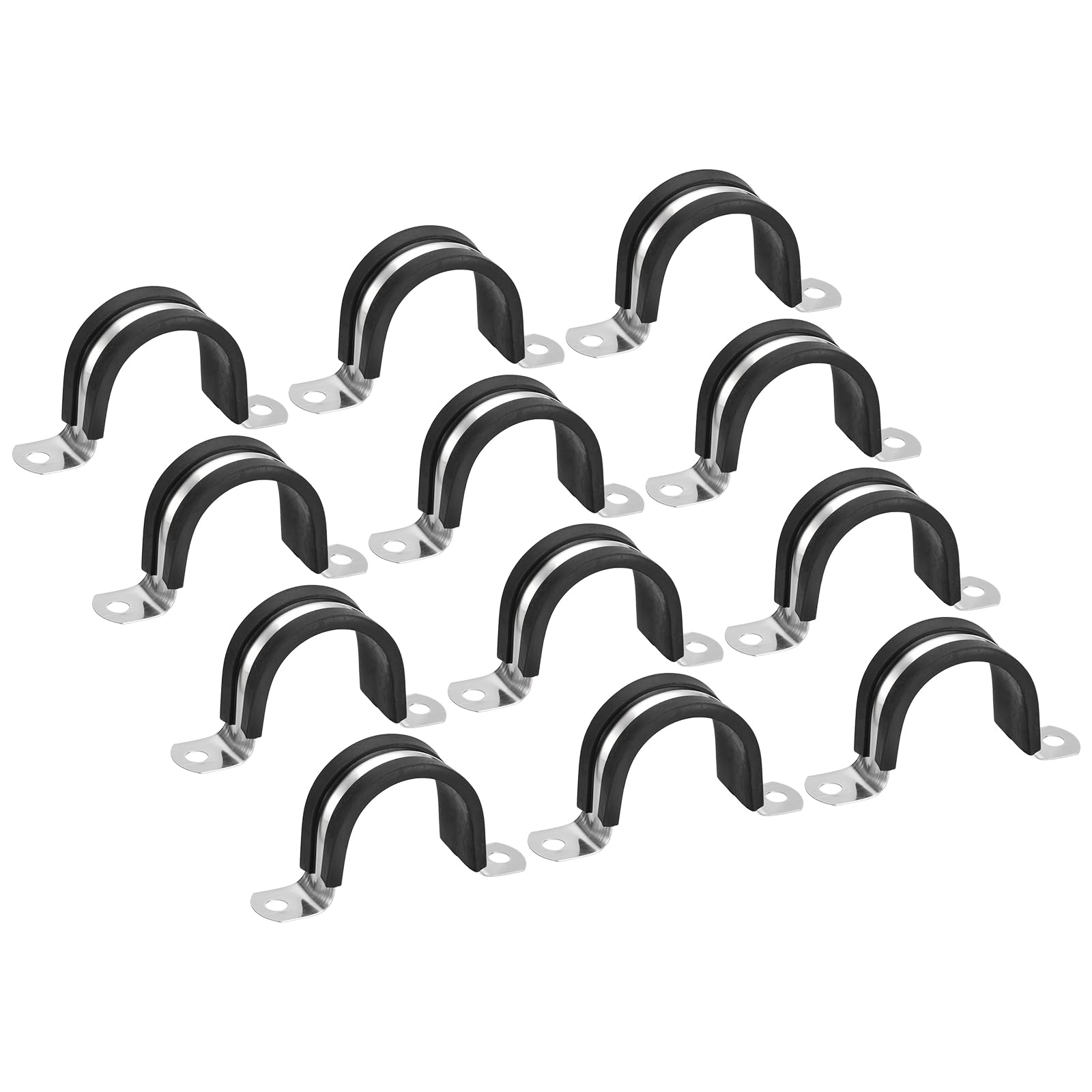 Photo 1 of uxcell 22Pcs 42mm(1-5/8") Cable Clamp, Rubber Pipe Strap Rubber Cushioned 304 Stainless Steel Hose Clamp U Shape Metal Clamp Tube Holder for Tube Pipe Wire