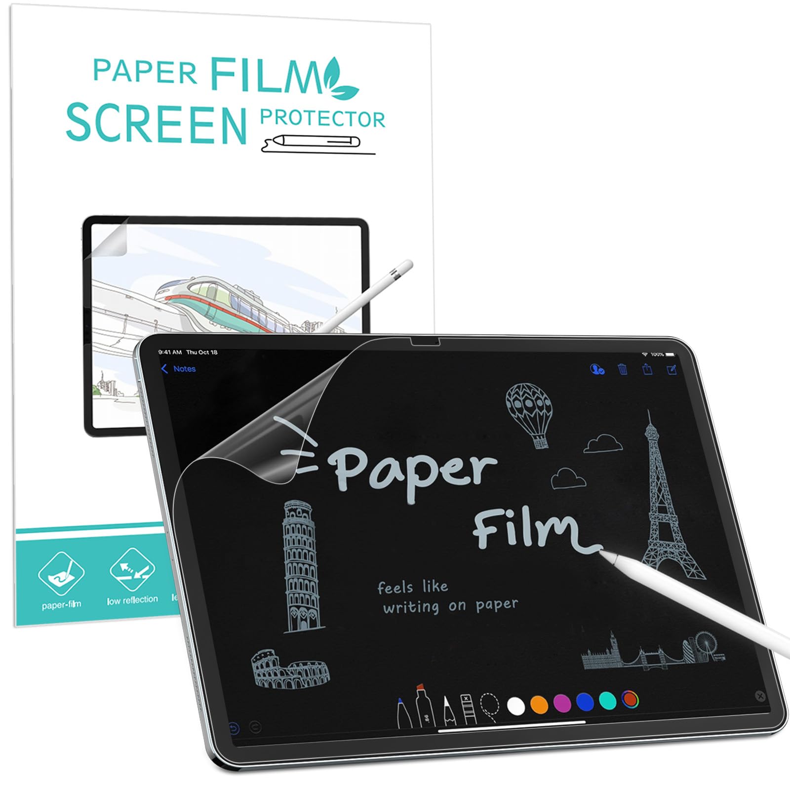 PYS Like Paper Screen Protector for iPad A16 2025/ iPad 2022 10th Generation 10.9 Inch Matte PET Cover for Drawing Writing Sketch Feel Like on Paper Anti-Glare Ant-Fingerprint
