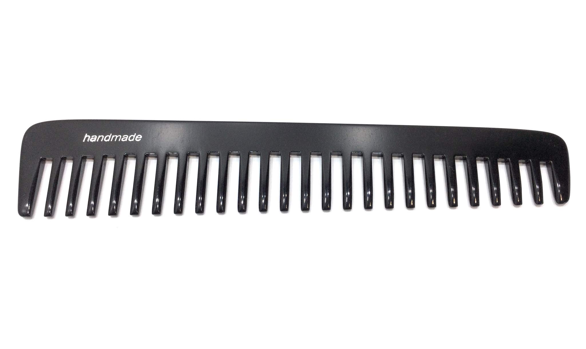Swedish Crown Large Hair Comb 18 cm Handmade Saw Cut Black Styling Comb with Coarse Tooth Curling Comb for Detangling (6064 CA)