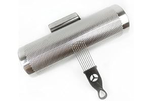 LOONELO Stainless Steel Guiro Percussion Instrument with Scraper, Latin Percussion Musical Band Accompaniment (Silver-12x4in)