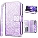 S9 Plus Wallet Case,Galaxy S9 Plus Case,Fingic Luxury Glitter Wallet Case Nickel Plated Press Stud[Cash Holder][Wrist Strap][Magnetic Snap Closure] Protective Cover for Samsung Galaxy S9 Plus,Purple