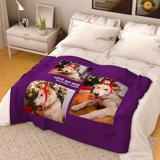 VEELU Fotodecke mit Eigenem Foto Name Super Weich - Decke Selbst Gestalten Bedrucken Lassen