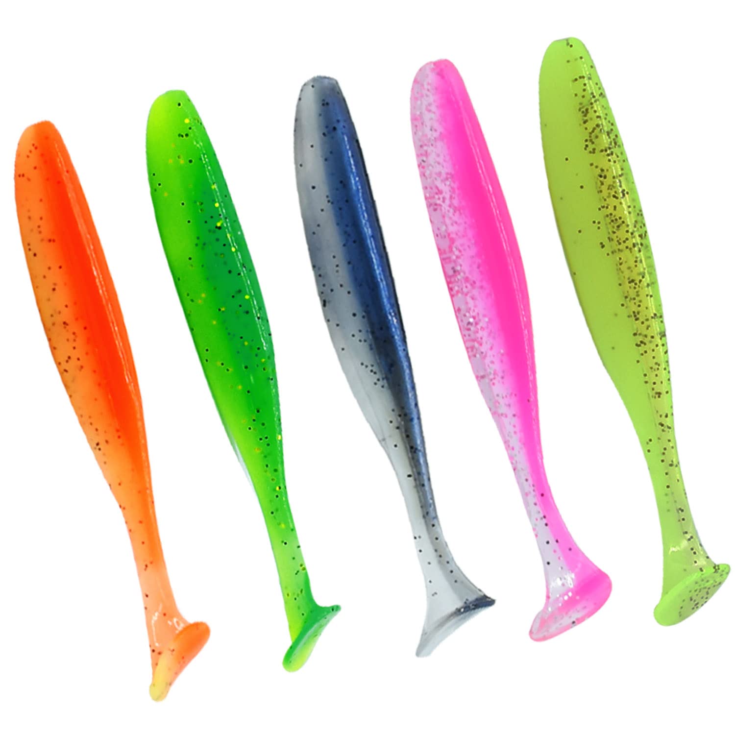 Soft Fishing Lures, 100PCS/50PCS Soft Plastic Baits Kit with Box for Fishing Trout Redfish Saltwater/Freshwater, 10 Mixed Colors/5Mixed Colors (50PCS/9cm/4.8g) — image 1