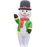 Tangcii Inflatable Christmas Snowman Costume Adult Funny Blow Up Costumes Halloween Christmas Character Blowup Suit