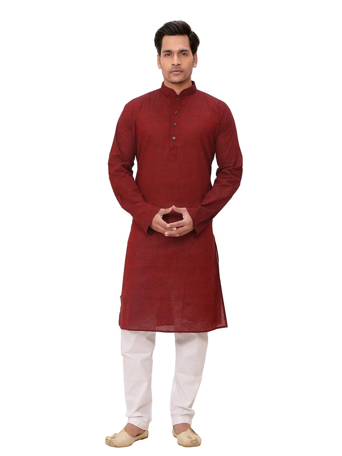 a.b.c. garments maroon south cotton kurta pyjama set for men
