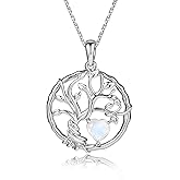ixluck Natural Moonstone Tree of Life Pendant Necklace for Women Birthday Anniversary Jewelry Gift for Women Mom
