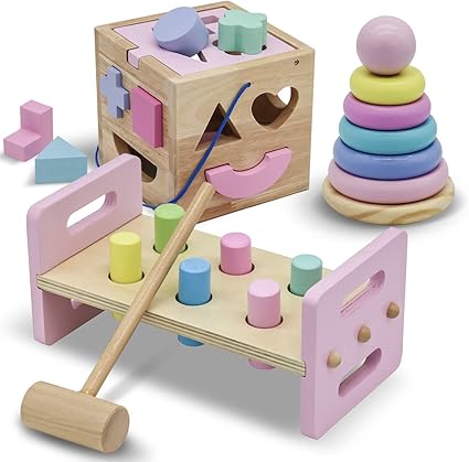 pastel rainbow wooden toy