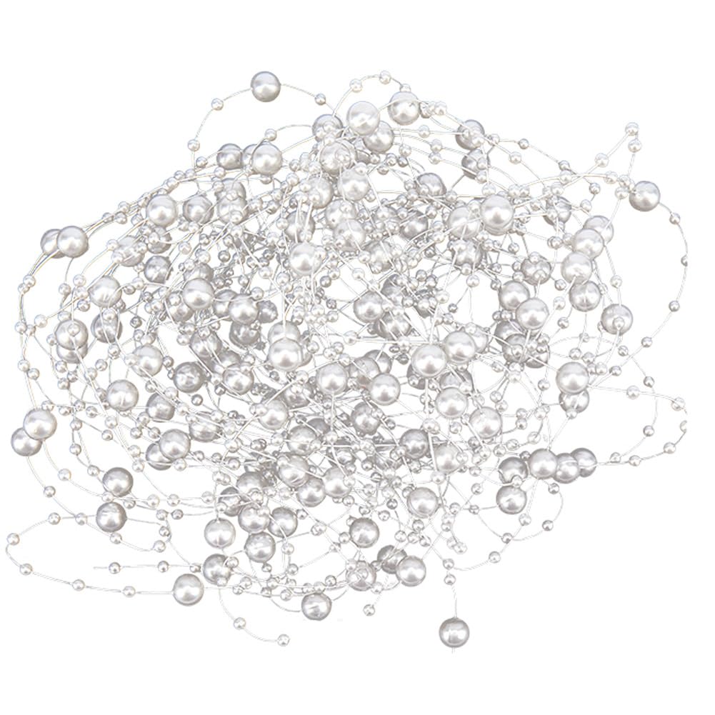 GORGECRAFT 10 Strands Artificial Pearl String 3-8mm Faux Pearl Beads Chain Party Garland Decoration for Floating Candles Centerpiece Vase Filler Christmas Wedding Ornaments DIY Crafts Grey