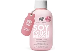 ella+mila Soy Nail Polish Remover - Non-Acetone, Non-Toxic Fingernail Polish Remover for Natural Nails - Gentle, Vegan Formula with Lavender Oil & Vitamins A, C & E (4 fl oz)