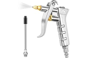Uineeoor Adjustable Brass Air Nozzle Blow Gun, Heavy-Duty Industrial Air Gun Blower with Steel Extension, Professional Dust Cleaning Tool for Air Compressor Attachments