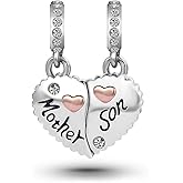 Luluadorn Heart Love Birthday Mother Son Daughter Charm Compatible with Pandora Charms Bracelets Mothers Day Jewelry Gifts