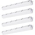 Amptonica 4FT LED Vapor Tight Light, 60W 6600lm(100W Eq.) Vapor Proof Light Fixture, 5000K Waterproof Shop Light for Car Wash, Carport, Walk in Freezer, Parking Garage, UL List 4-Pack…