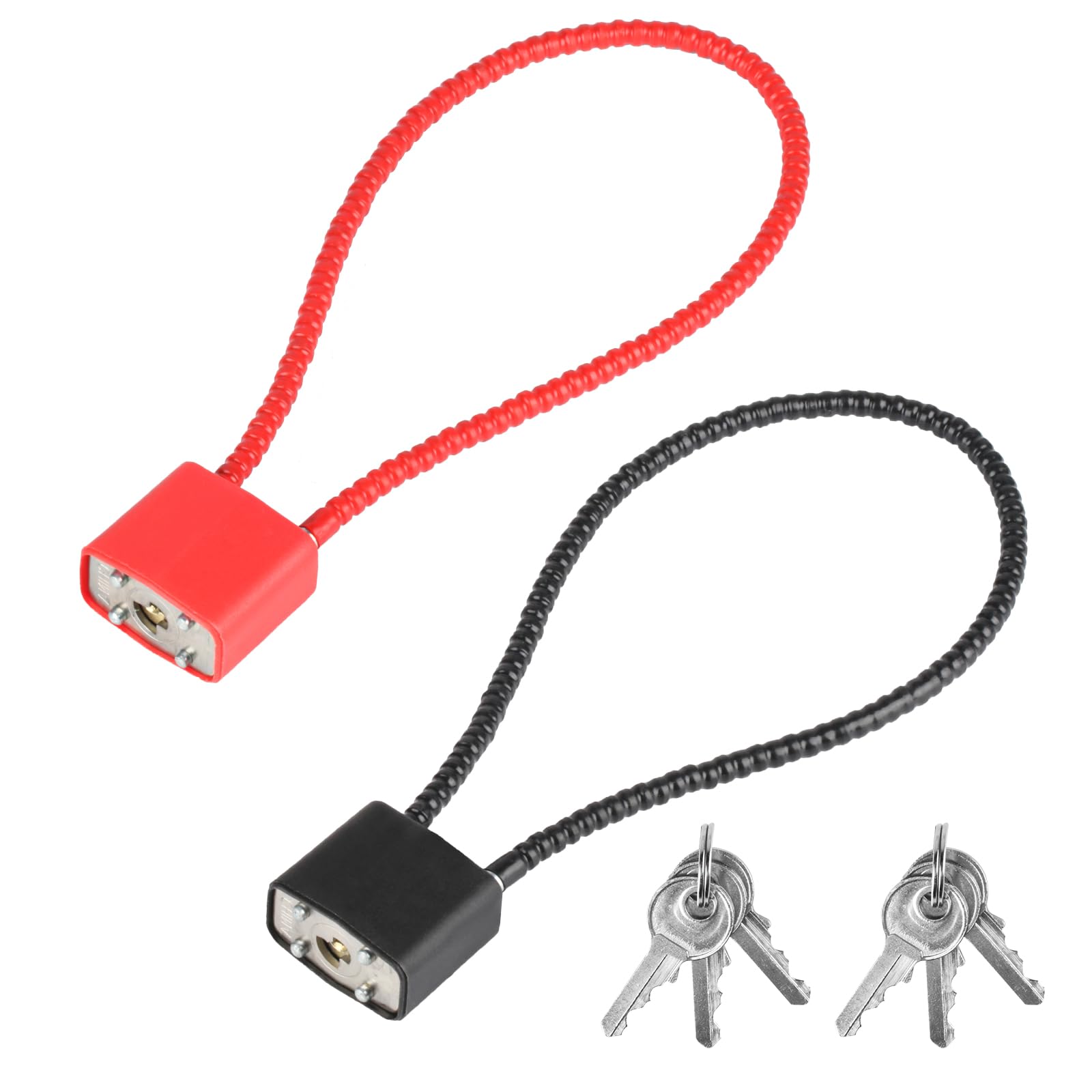 2 Pcs Steel Rope Padlocks with Keys and Heavy Duty Long Shackle Padlocks, Flexible Cable Padlock for Outdoor Indoor Wheelie Bin Bicycle Suitcase Gate Gym Locker Wire