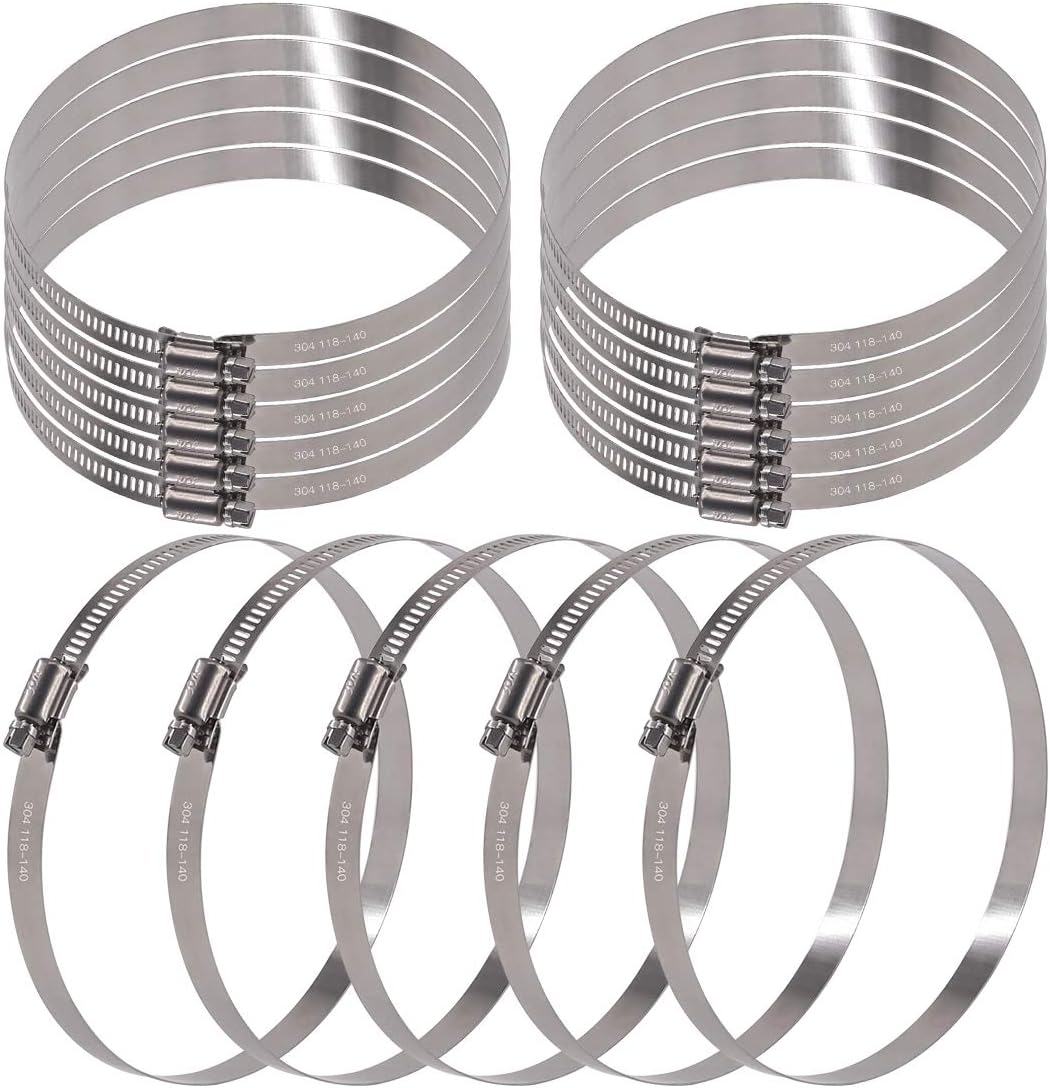 Glarks 65-Pieces 304 Stainless Steel Adjustable 8-44mm Range Worm Gear Hose Clamps Assortment Kit, Fuel Line Clamp for Water Pipe, Plumbing, Automotive and Mechanical Application - - 