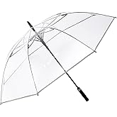 G4Free 62 Inch Clear Golf Umbrella Transparent Auto Open Large Stick Umbrella Oversized Windproof Waterproof with Sleeve for Women Men