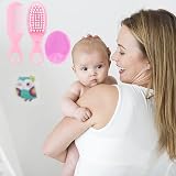 Aolso Baby Hair Brush 3Pcs Set Pink Cradle Cap Brush Comb Newborn Toddler view 7