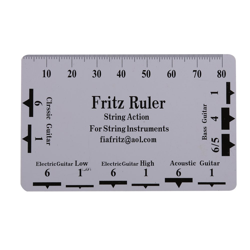 Guitar String Action Gauge Ruler, 2Pcs Double Sided Guitar Fingerboard Fretboard Measuring Tool with Clean Print for Guitar Bass