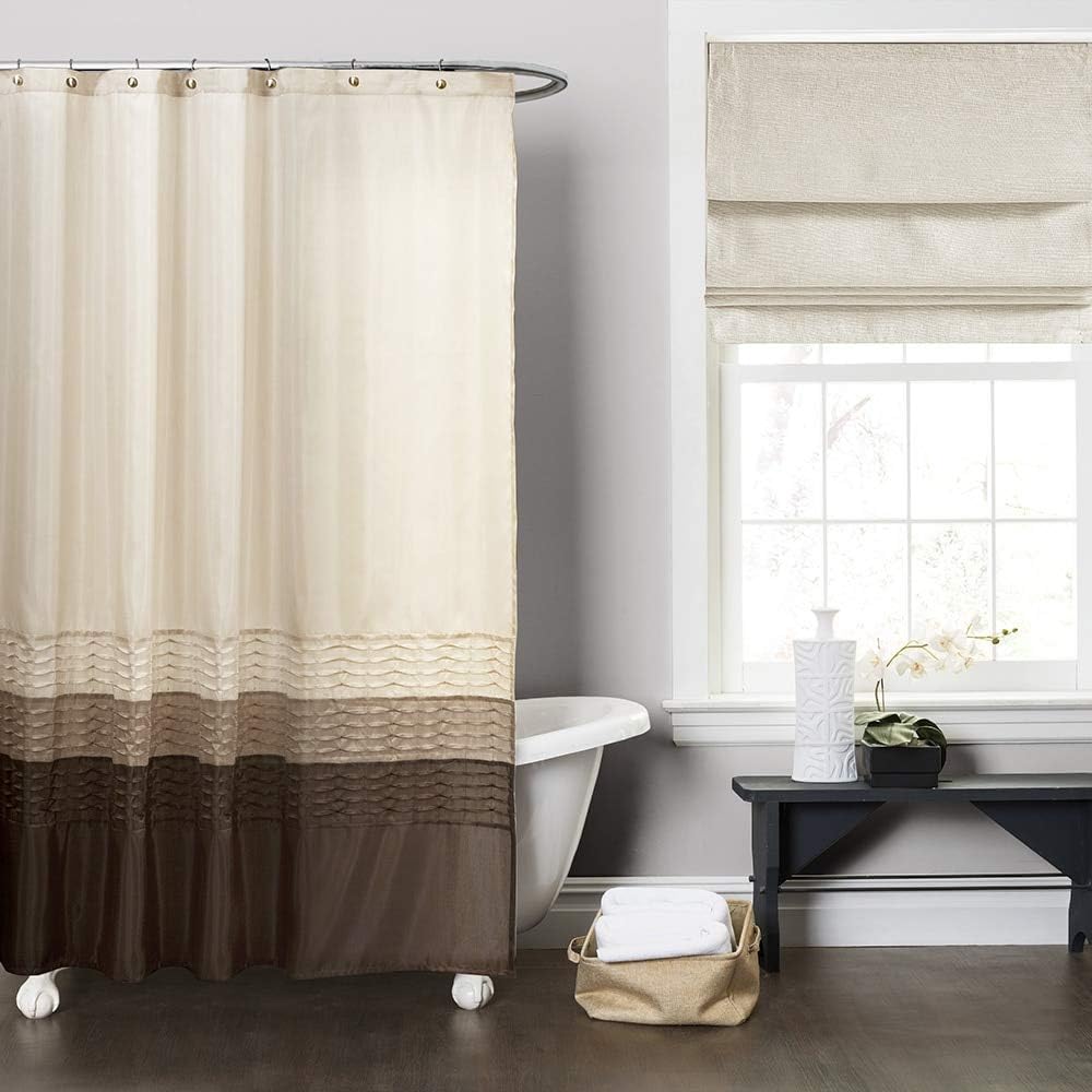 Wheat/Taupe/Chocolate Shower Curtain Brown Color Block
