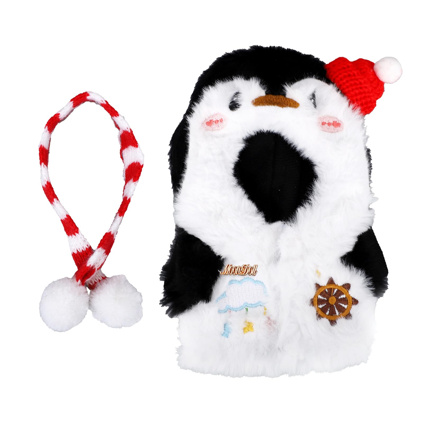 Sinbana Penguin Doll Clothes, Winter Doll Clothes with Scarf and Badge Cute Penguin Toy Outfits Accessory for 15-17cm/5.91-6.69in Toy