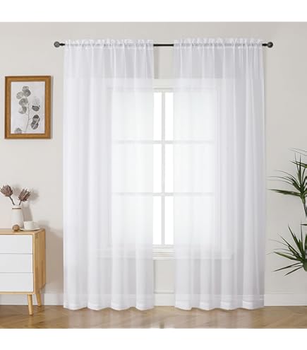 Lush Decor Textured Sheer Curtain Panels - Knitted Style, Pearl White, 84" X 38" Each