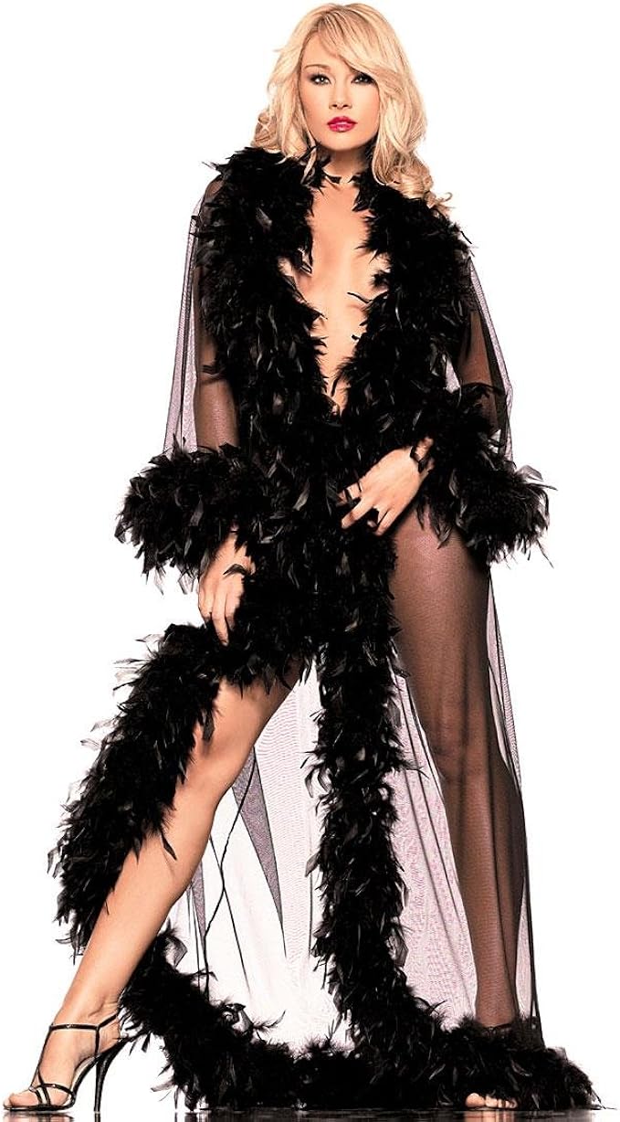 premium fluffy trim maxi robe