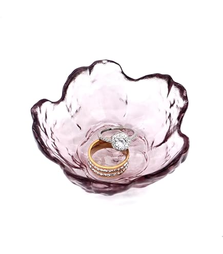 BESSKON Flower Glass Jewelry Dish – Small Ring Holder Tray For Vanity & Entryway