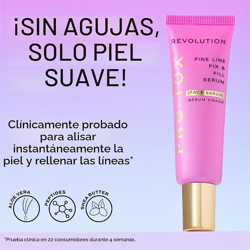Revolution, Pro-tox sérum facial alisador, con péptidos para líneas finas y arrugas, testado dermatológicamente, vegano y libre de crueldad, 30 g