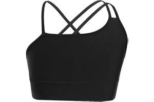 easyforever Kids Girls Athletic Sport Bra Strappy Back Vest Crop Top Tanks for Gym Workout Dance Gymnastics